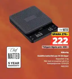 Power Chef Matteo Köksvåg Sladdlös batteritid upp till 30 dagar erbjuda