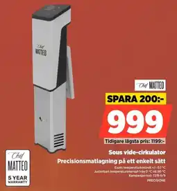 Power Chef Matteo Sous vide-cirkulator Precisionsmatlagning på ett enkelt sätt erbjuda
