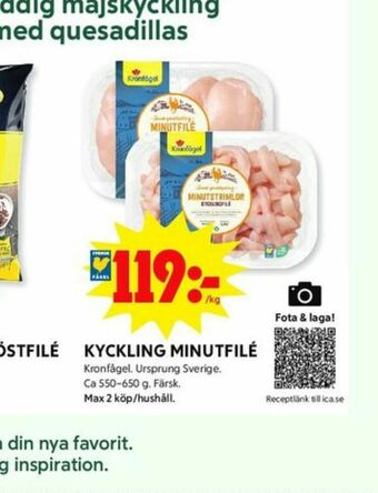 ICA Kvantum Kronfågel Kycklingfilé erbjuda