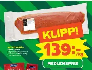 Färsk laxfilé, Medlemspris
