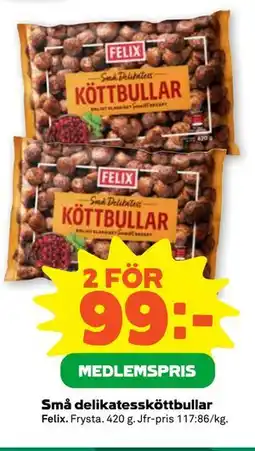 Stora Coop Små delikatessköttbullar, Medlemspris erbjuda