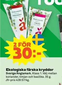 Stora Coop Ekologiska färska kryddor erbjuda