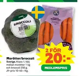 Stora Coop Morötter/broccoli, Medlemspris erbjuda