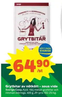 Stora Coop Grytbitar av nötkött – sous vide erbjuda