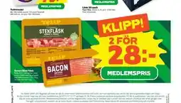 Stora Coop Bacon/Stekfläsk, Medlemspris erbjuda