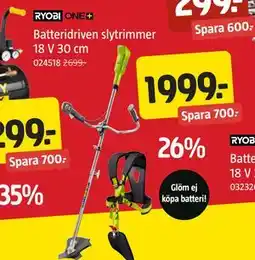 Jula Batteridriven slytrimmer 18 V 30 cm erbjuda