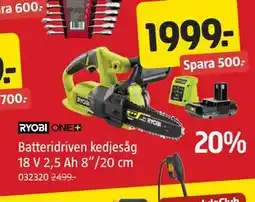 Jula Batteridriven kedjesåg 18 V 2,5 Ah 8”/20 cm erbjuda