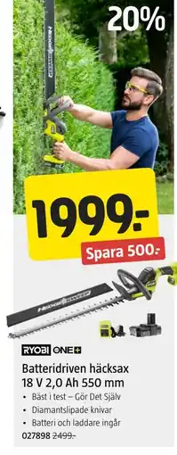 Jula Batteridriven häcksax 18 V 2,0 Ah 550 mm erbjuda