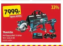 Jula Verktygspaket 8 delar 18 V 2x5,0 Ah erbjuda