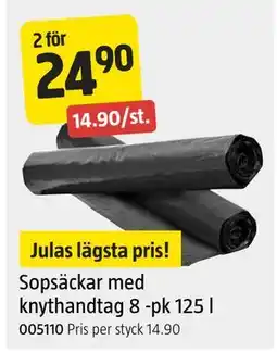 Jula Sopsäckar med knythandtag 8 -pk 125 l erbjuda