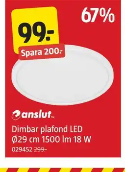 Jula Dimbar plafond LED Ø29 cm 1500 lm 18 W erbjuda