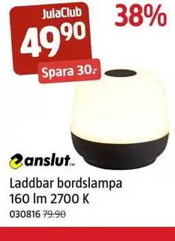 Jula Laddbar bordslampa 160 lm 2700 K, Medlemspris erbjuda