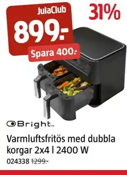 Jula Varmluftsfritös med dubbla korgar 2x4 l 2400 W, Medlemspris erbjuda
