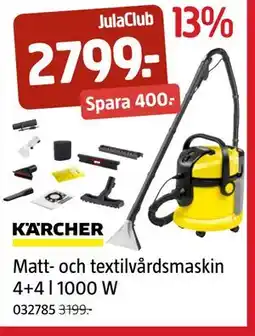 Jula Matt- och textilvårdsmaskin 4+4 l 1000 W, Medlemspris erbjuda