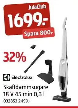 Jula Skaftdammsugare 18 V 45 min 0,3 l, Medlemspris erbjuda