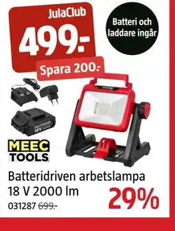Jula Batteridriven arbetslampa 18 V 2000 lm, Medlemspris erbjuda