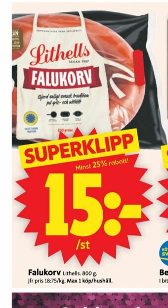 ICA Supermarket Lithells Falukorv erbjuda