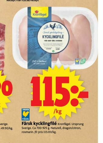 ICA Supermarket Kronfågel Kycklingfilé erbjuda
