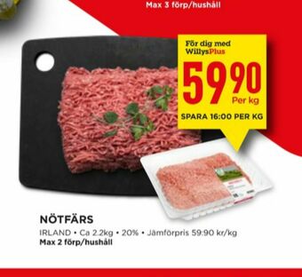 Willys Nötfärs erbjuda
