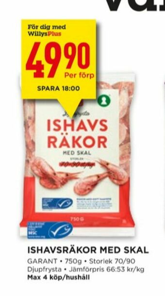 Willys Garant Räkor med skal erbjuda