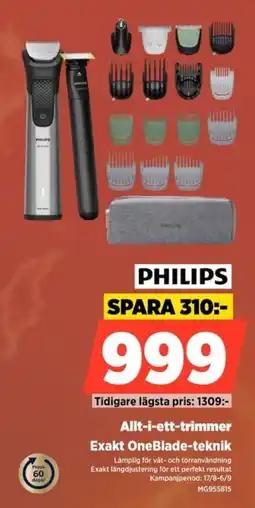 Power Philips Allt-i-ett-trimmer Exakt OneBlade-teknik erbjuda