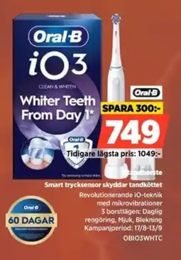 Power Oral-B Eltandborste Smart trycksensor skyddar tandköttet erbjuda