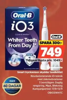 Power Oral-B Eltandborste Smart trycksensor skyddar tandköttet erbjuda