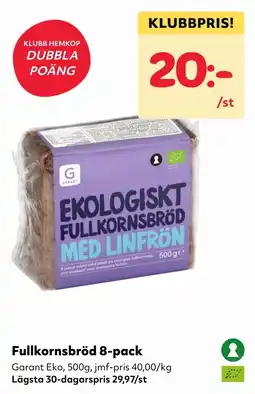 MatArket Garant fullkornsbröd med linfrön erbjuda