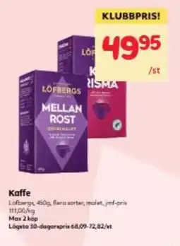 Hemköp Löfbergs kaffe erbjuda