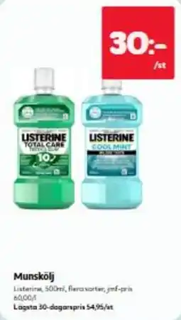 Hemköp Listerine munskölj erbjuda