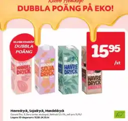 Hemköp Garant havredryck, sojadryck, mandeldryck erbjuda