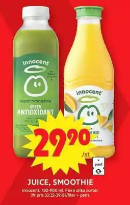 ICA Maxi Innocent juice, smoothie erbjuda