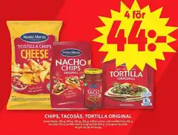 ICA Maxi Santa Maria chips, tacosås, tortilla original erbjuda