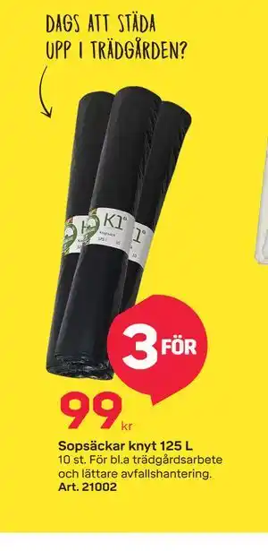 Byggmax Sopsäckar knyt 125 L erbjuda