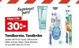City Gross Jordan tandborste, tandkräm erbjuda