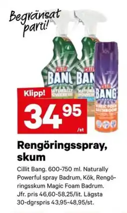 City Gross Cillit Bang rengöringsspray skum erbjuda