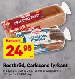 City Gross Rostbröd Carlssons fyrkant erbjuda