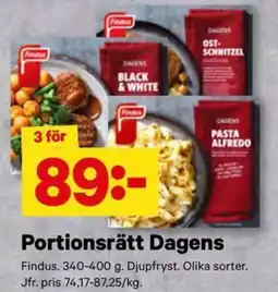 City Gross Findus Portionsrätt Dagens erbjuda