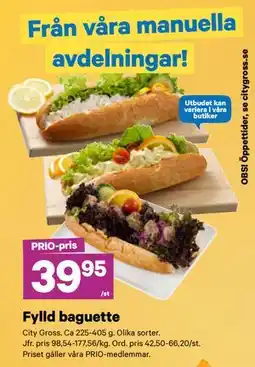 City Gross Fylld baguette, Pris i appen erbjuda