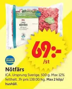 ICA Supermarket Nötfärs erbjuda