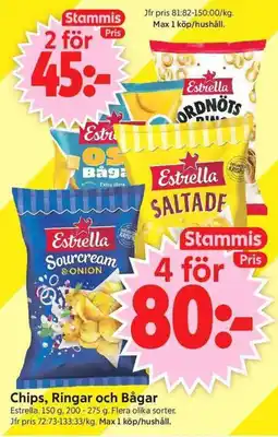 ICA Supermarket Estrella chips ringar och bågar erbjuda