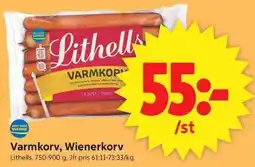 ICA Supermarket Lithells varmkorv, wienerkorv erbjuda