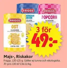 ICA Supermarket Friggs Majs-, Riskakor erbjuda