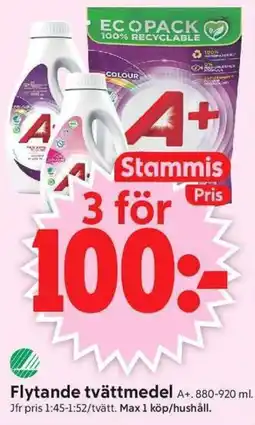 ICA Supermarket A+ flytande tvättmedel erbjuda