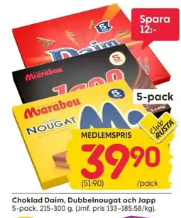 Rusta Marabou dubbelnougat erbjuda