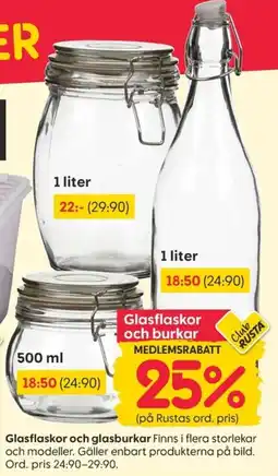 Rusta Club Rusta glasflaskor och burkar erbjuda