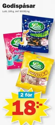 Pekås Lutti godispåsar erbjuda