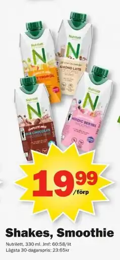 Pekås Nutrilett Shakes, Smoothie erbjuda