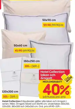 Rusta Hotel Collection lakan och örngott erbjuda