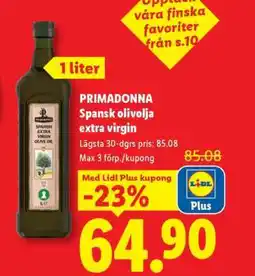 Lidl PRIMADONNA Spansk olivolja extra virgin erbjuda